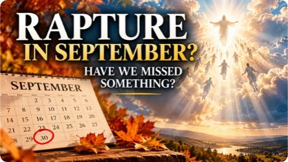 Rapture in September? A biblical illustration of believers ascending into the clouds with a September calendar in the foreground.